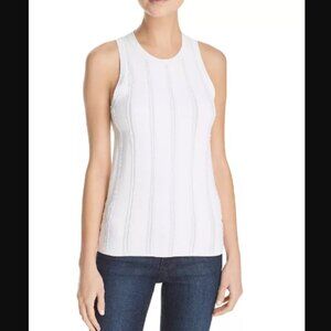 Theory Fringe Trim Shell Cirrus Tank Top Blouse White Sz M Retail Price $285.00